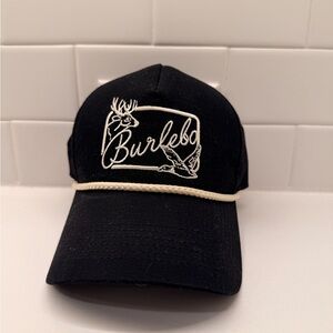 Black Burleso Cap with White Embroidery